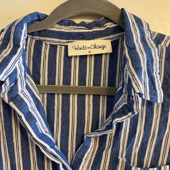 Blue & White Striped Romper - Picture 3 of 5